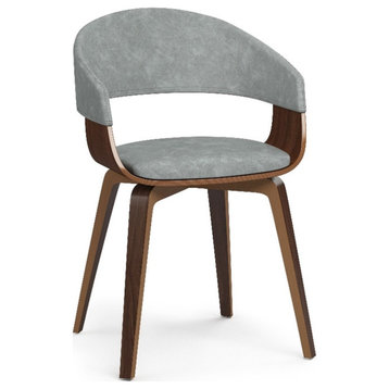 Pemberly Row Modern Bentwood Dining Chair in Stone Gray Vegan Faux Leather