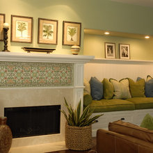 fire with built in bench-couch