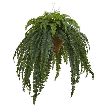 50" Giant Boston Fern Artificial Plant in Hanging Cone