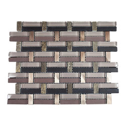 Glossy Pink and Black & Brown Marble & Silver Aluminum Authentic Glass Mosaic Ti - Home Accessories & Decor