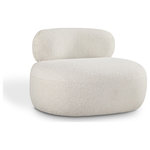 Meridian Furniture - Venti Black Boucle Fabric Upholstered Set, Cream, Chair - Discover timeless beauty with this Venti boucle fabric living room chair that's designed to elevate your interior space. This exceptionally crafted art-deco-inspired chair is part of the Venti collection and boasts an alluring curved shape to add elegance and refinement to your room. Upholstered in rich cream boucle fabric, the chair has a plush texture that's oh-so-cozy against the skin. The art deco styling makes it a real statement piece, whether you place it in your living room, home office, or your favorite reading nook.
