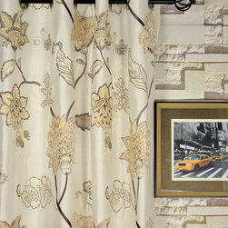 Rainbow Embroidered and Velvet Appliqu&eacute; Eyelet Dupioni Silk Curtains 4 Colors - Curtains