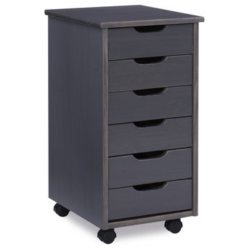 Cary Six Drawer Rolling Storage Cart, Gray