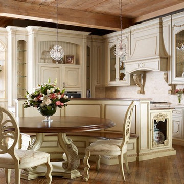 High End Kitchen Design with Hand Carved Fine Furniture and Detailing