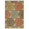 Noble House Mara 90x63" Indoor/Outdoor Fabric Floral Area Rug in Beige and Blue