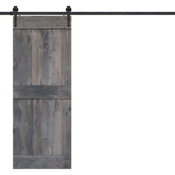 Coal Gray Mid Rail Plank Barn Door, 30"x80"