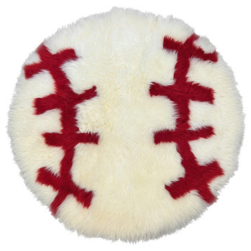 Bowron Sports-themed Sheepskin Rug, Baseball
