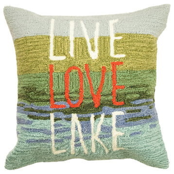 Frontporch Live Love Lake Indoor/Outdoor Pillow, Water, 18"x18"