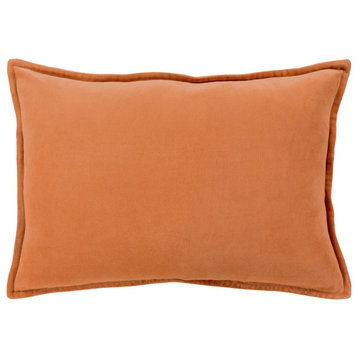 Cotton Velvet by Surya Poly Fill Pillow, Burnt Orange, 13' x 19'