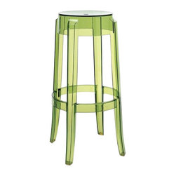 Kartell - Charles Ghost Stools, 30", Transparent Green, Set of 2 - Bar Stools And Counter Stools