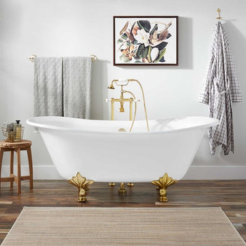 68" Waller Cast Iron Clawfoot Double-Slipper Tub - Modern Feet