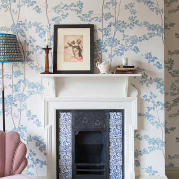 Guest bedroom fireplace detail