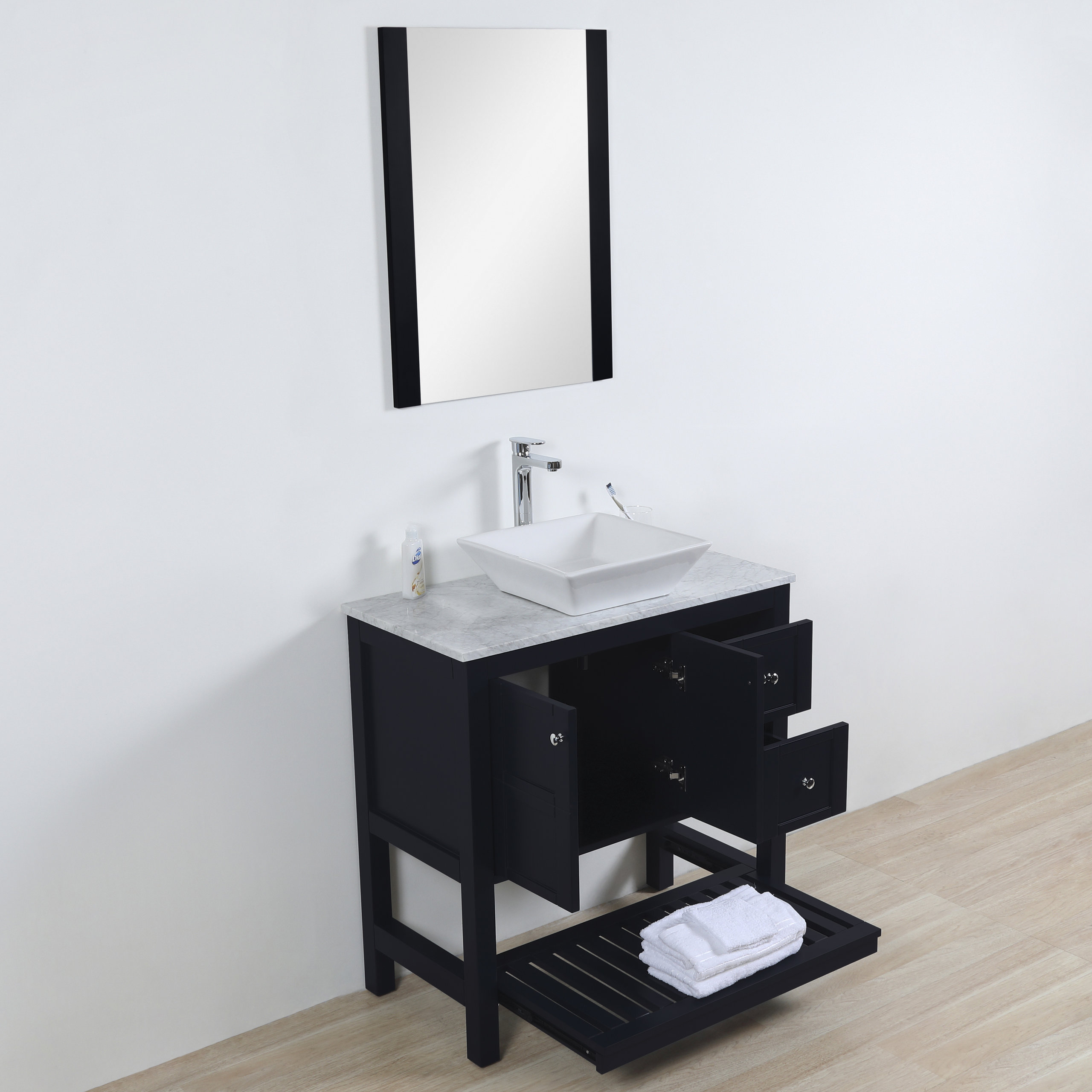 Manhattan Freestanding Vanity Collection With Mirror, 36 - Transitional