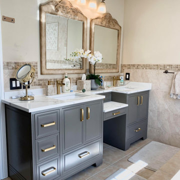 Custom Transitional Bathroom Vanity with Quartz Countertop