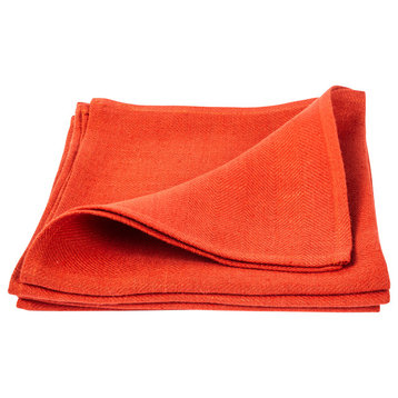 Prewashed Linen Lara Napkins, Set of 4, Orange, 42x42cm