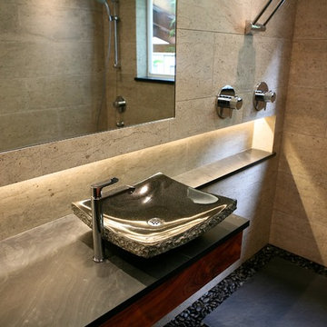 Beautiful Zen Bath - Floating Vanity with Granite Sink