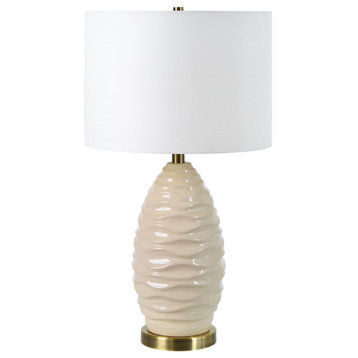 Roza ceramic glazed cream table lamp