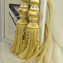 7 Colors QYM16 Faux Silk Curtain Tassel Tie Backs in Yellow Color - Window Treatment Accessories