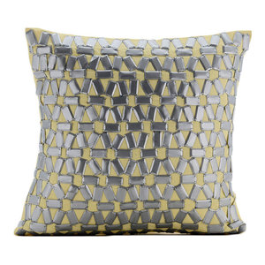Beige Metallic Sequins Earthy Burlap Pillows Cover Gold Silver