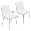 LumiSource Mason Dining Chair With Swivel, White PU Leather, Set of 2