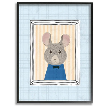 Stupell Ind. Mouse Portrait Blue Framed Giclee Art, 11"x14"