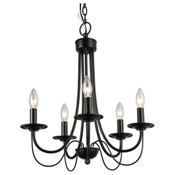 LNC 5-Light Black Metal Candle Contemporary Chandeliers for Living Room