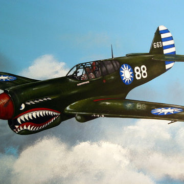 Aviation/Planes Themed Mural by Tom Taylor of Wow Effects, for a boy's bedroom.