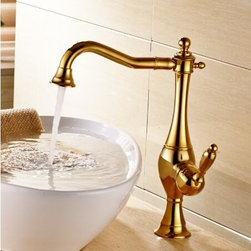 Antique Classic Golden Printed Bathroom Mixer Sink Faucet TA015G - Bathroom Sink Faucets