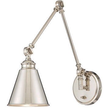 Morland 1 Light Swing Arm or Wall Lamp, Satin Nickel