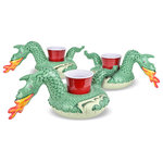 GoFloats - Fire Dragon Drink Holders, Set of 3 - Conveniently float your drinks in style with the gofloats fire dragon drink holder 3 pack. The perfect addition to any fantasy themed party. The floating drink holders fit almost any size cup or beverage so you will always have your drink by your side. The extra high side walls mean the raft will not tip over, unlike many of the other low-cost imitators. Perfect accessory for any pool or hot tub.