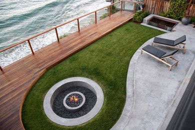 Photo of a large transitional backyard deck in San Francisco with no cover.