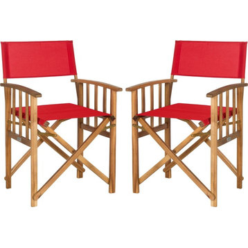 Laguna Director Chair (Set of 2) - Teak Brown, Red