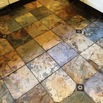 Beautiful Coloured Slate Tiled Floor Cleaned and Sealed in a Woodstock Kitchen