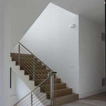 75_Modern Stairway: White Oak & Stainless Steel Balustrade, McLean VA 22101