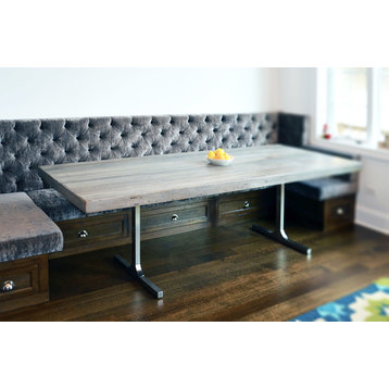 Reclaimed Rustic Wood Gray Modern Dining Table, Large