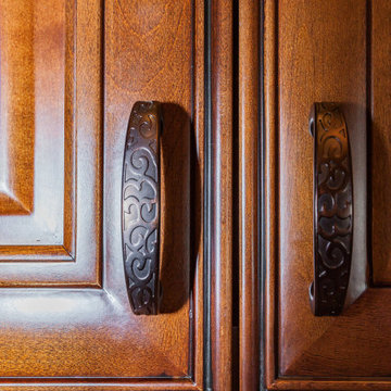 Glazed Brown Kitchen Cabinets
