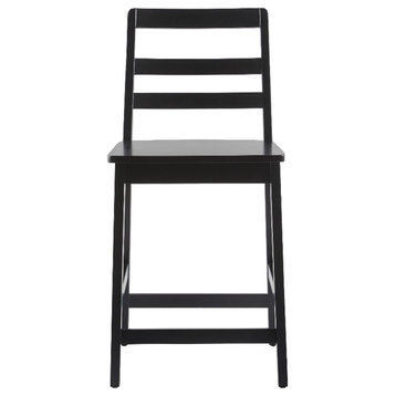 Pemberly Row Modern Solid Wood Ladder-Back Counter Stool - Set of 2 - Black
