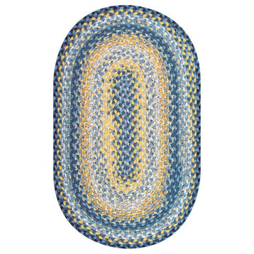 Homespice Decor Sunflowers Cotton Braided Rug 8' x 10' (Oval)