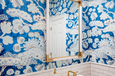 Whimsical Transitional Powder Room