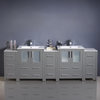 Torino Double Sink Bathroom Cabinets With Integrated Sinks, Gray, 84"