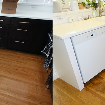 San Francisco reface with Satin White & Natural Maple slab doors