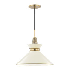 Kiki 1-Light Pendant, Aged Brass Finish - Cream Shade, Small