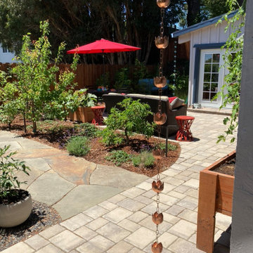 Natalie's backyard productive garden & outdoor dinning room