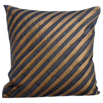 Gray Decorative Pillow Covers 22"x22" Silk, Unfolding Gray Copper