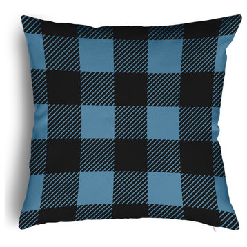 Buffalo Plaid Accent Pillow With Removable Insert, Chambray, 18"x18"