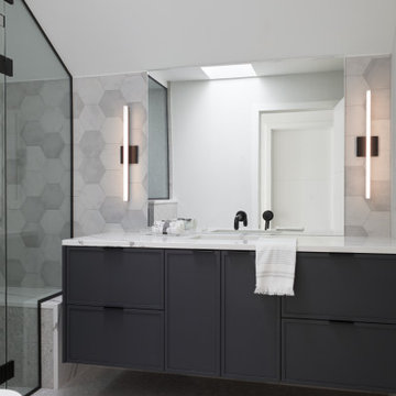 Modern Dark Grey Bathroom Vanity with Slim Shaker Door Style