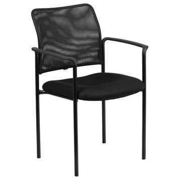 Bowery Hill Mesh Stacking Side Arm Chair in Black