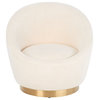 Safavieh Couture Pippa Faux Lamb Wool Swivel Chair, Ivory/Gold