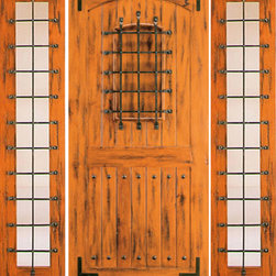 Door with Two Sidelites Front Prehung Knotty Alder,, Speakeasy - Front Doors