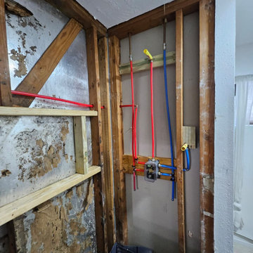 plumbing and shower build up
